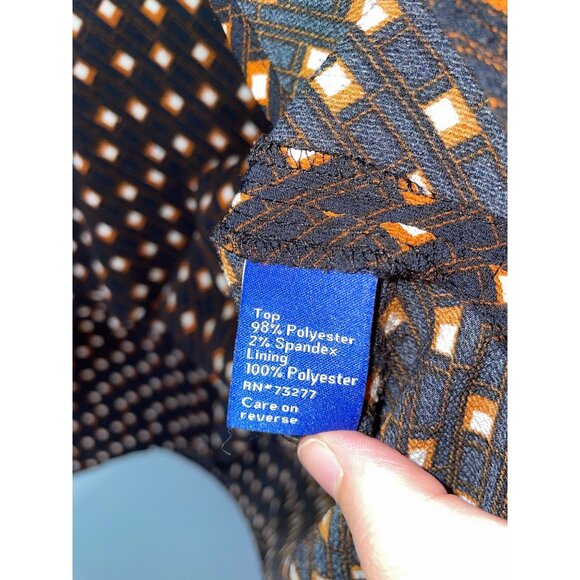 Apt. 9 Womens Geometric Print Blouse XXL Black & Orange - Picture 5 of 8